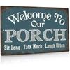 Putuo Decor Porch Sign Metal Wall Sign Porch Decor for Home Bar Farmhouse This is Our Happy Place Wall Art for Front Door Decor