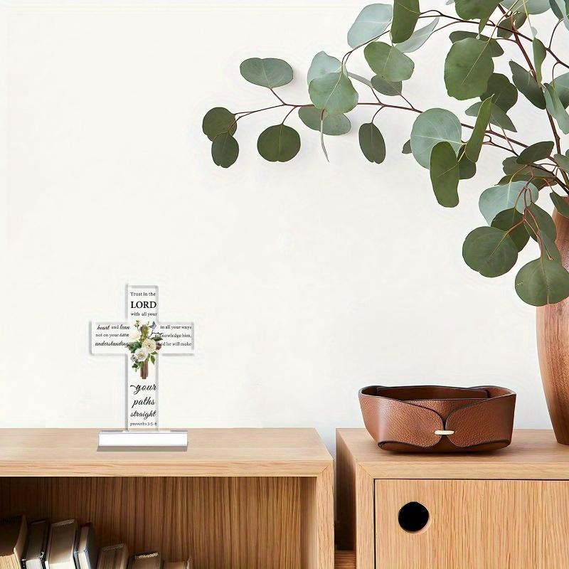 Acrylic Christian Standing Cross Inspirational Gifts with Bible Verse and Prayers Sunflower Religious Scripture Gifts