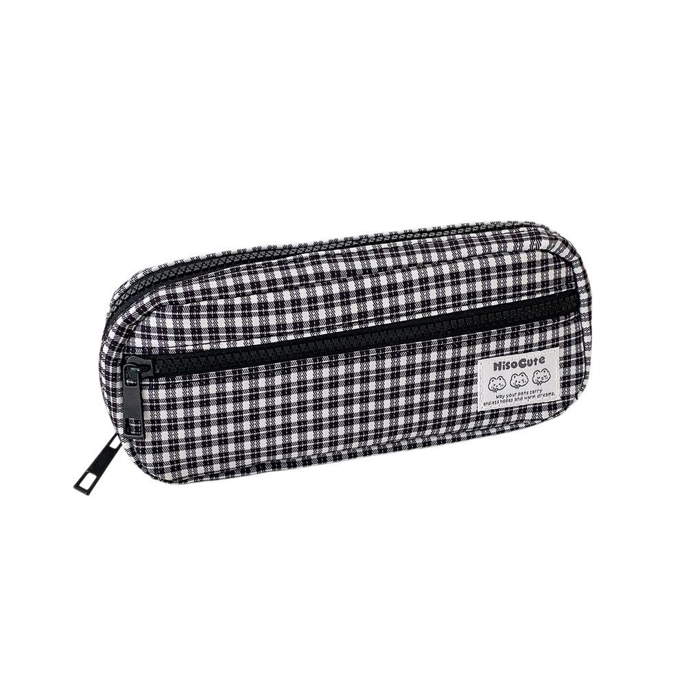Korean Style Grids Pen Bag Y2k Pencil Pouch Cosmetic Brush Bag Cloth Stationery Bag Kids Children