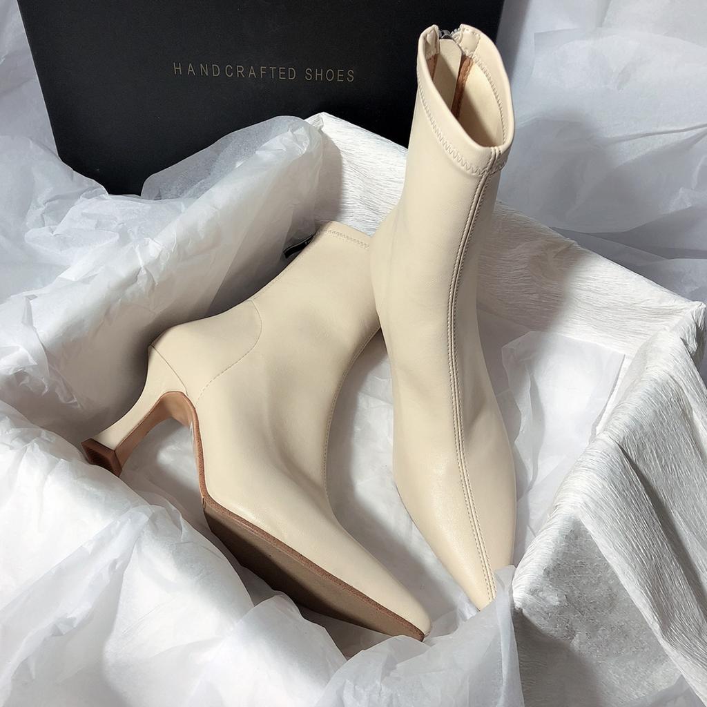Pointed Toe Ankle Boots For Women Fashion Back Zippers Short Boots Female Thin High Heel Autumn Winter Girl's Boots Shoes
