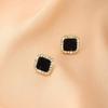 S925 Silver Needle Geometric Black Square Earrings - Simple, Versatile, and Stylish