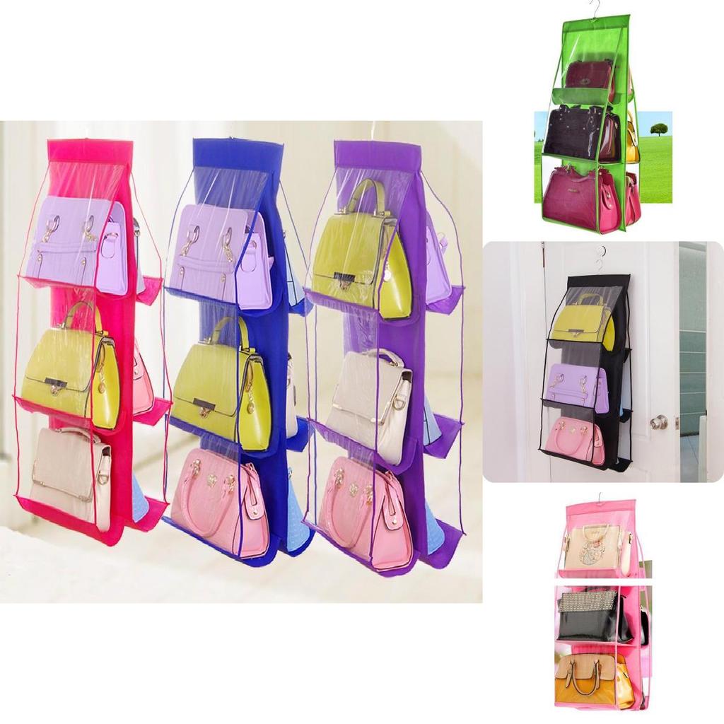 Modern Minimalist Hanging Wardrobe Organizer For Purses In Pink