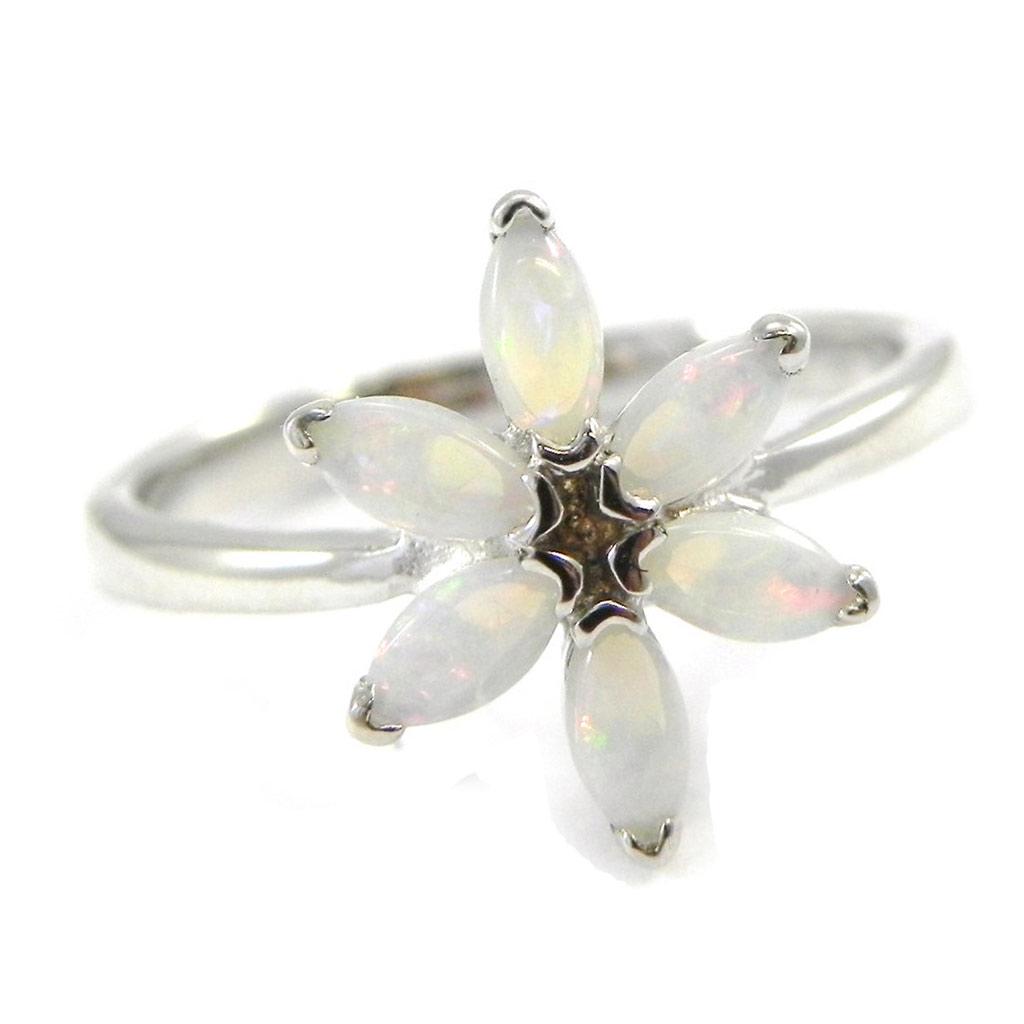 Silver Ring 'Goddess Opal' White Silver (rhodium) - 14 Mm