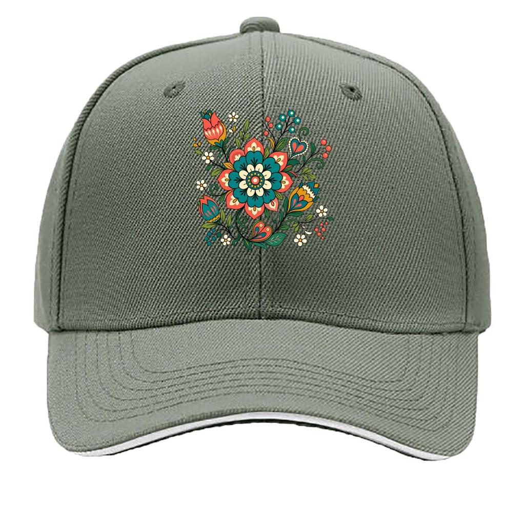 Woodland Floral Folk Heart Bloom Sandwich Baseball Cap Sun Cap Outdoor Workouts Hat