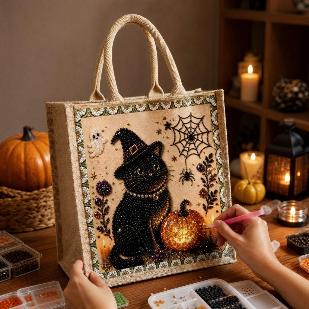 5D Tasche mit Strasssteinen Halloween Süßigkeitentasche Geschenk Party Dekoration