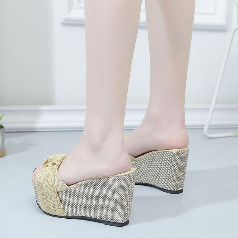 Fashion Free Gift Feet Chain Slip On Leisure Platform Summer Sandals 2024 Wedges High Heels Women Shoes Woman Mules Flip Flops