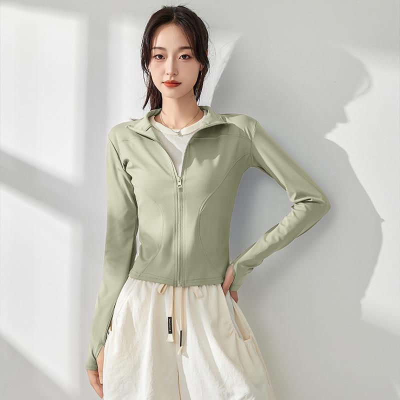 Women's Quick-Dry Yoga Jacket - 2025 Spring/Autumn: Zipper, Stand Collar, Long Sleeve, Fitness Top
