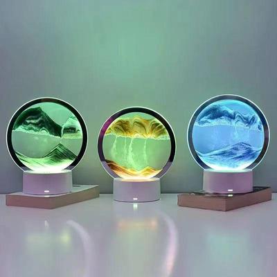 USB LED Hareketli Kum Sanat Resim 3D Derin Deniz Manzarası 7 Renk ile Bataklık Dekor Kum Saati Işık Kum Manzara Masa Lambası Doğum Günü Noel Hediyesi için