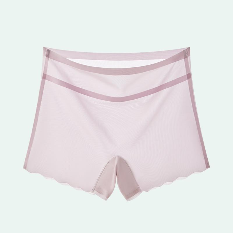 Plus Size Women's Summer Ice Silk Non Mark Quick Drying Breathable Cotton Crotch High Waist Flat Angle Briefs