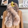 Real Fox Fur Woven Scarf Winter Thick And Warm Natural Fur Collar Scarfves Fashion Furry Fur Scarf Outdoor Keep Warm Fur Shawl