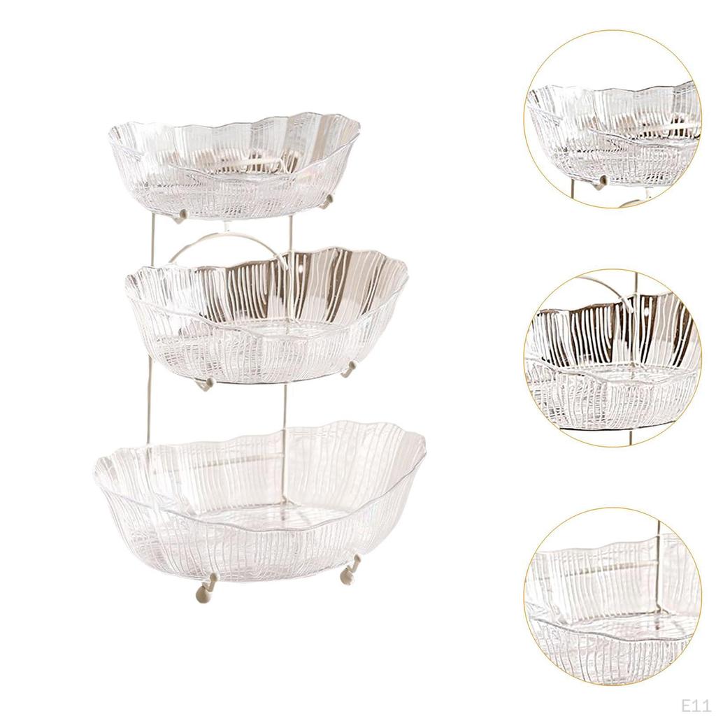 Tiered Fruit Bowl Basket Display Stand Dessert Cupcake Plate Platter Bread Vegetable Holder Serving