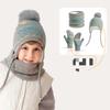 Three Piece Set of Children's Hats, Scarves, Gloves, Winter Warm Acrylic Knitted Ear Protection Hat