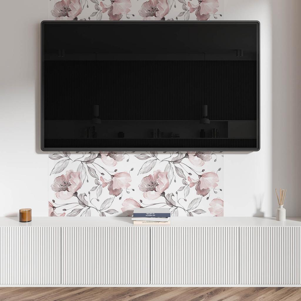 Panel Dekoracyjny Winylowy Samoprzylepny Z Nadrukiem 120X60 Cm Kwiatowy Wzór Akwarelowy