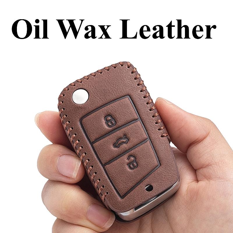 Étui en cuir pour clé de voiture à distance, porte-clés, housse pour VW Volkswagen Passat CC Golf Santana Bora Polo LAVIDA Tayron Tharu Tiguan