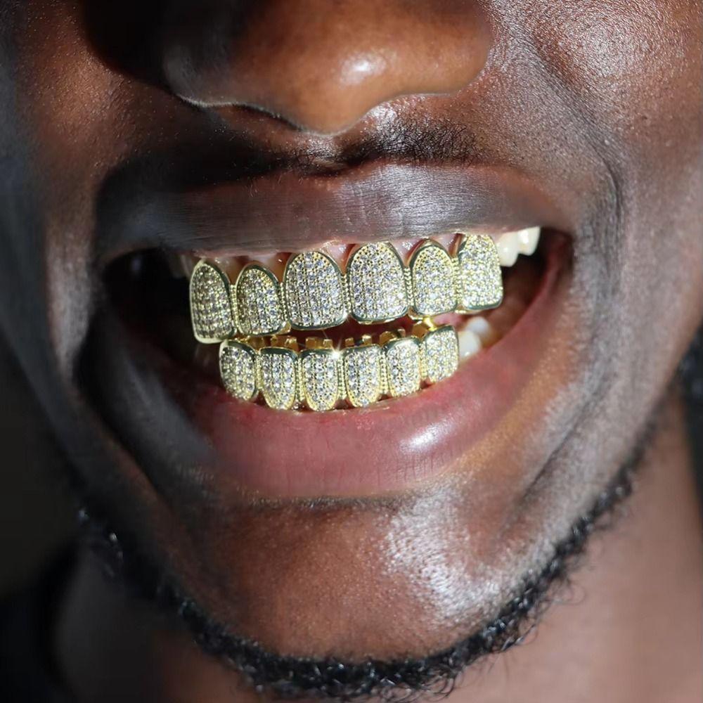 Top & Bottom Set Hiphop Teeth Grillz Removable Design Dental Grills Tooth Caps for Women Men