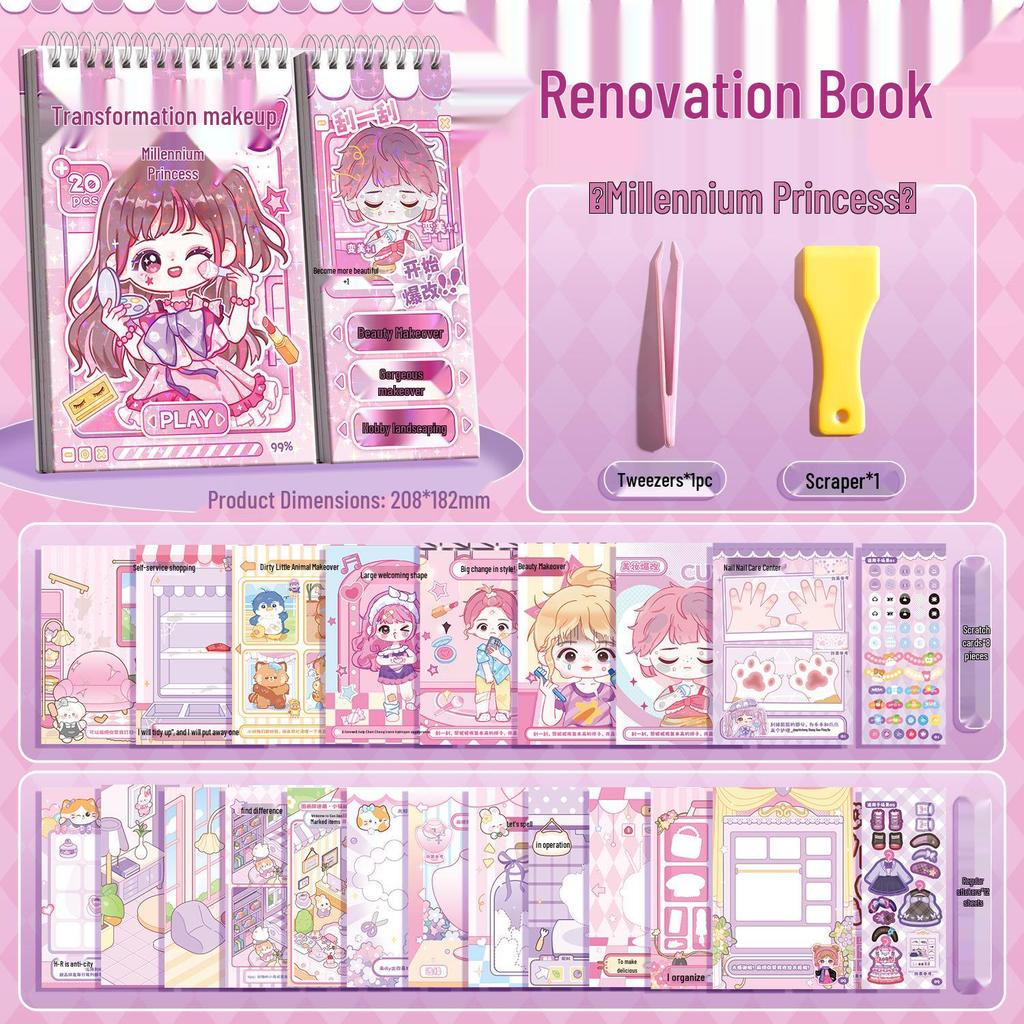 Beautiful Princess Dress-Up Stickers Book for Girls - DIY Fashion & Makeup