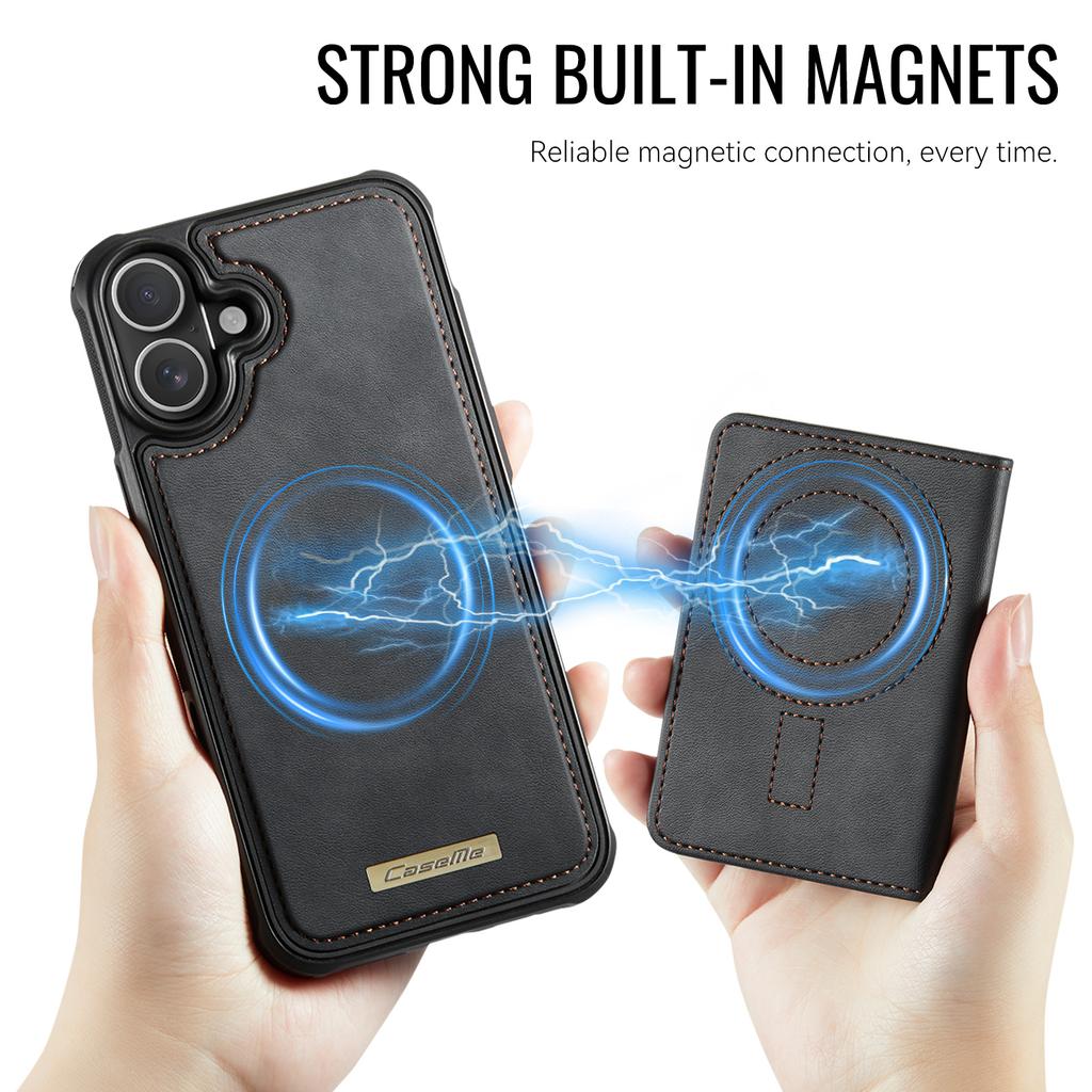 CASEME ME80 Series For iPhone 17 Magnetic Case Leather PC TPU Phone Cover with Detachable Wallet