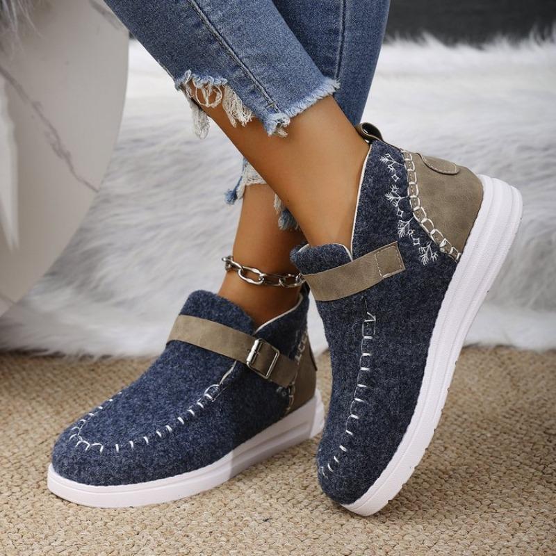 Large Size Snow Boots Women's Autumn and Winter New Canvas Flat Heel Low-top Cotton Shoes Cotton Boots Women