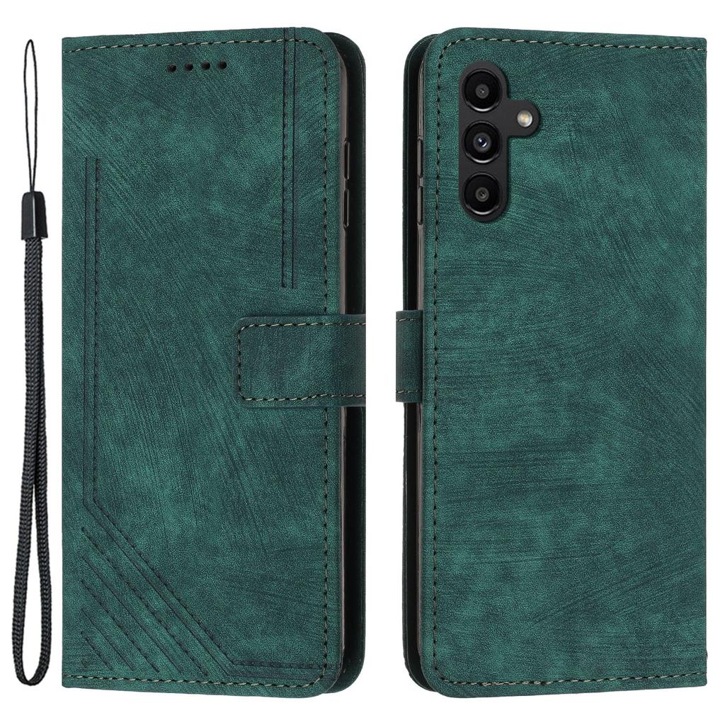 For Samsung Galaxy A55 5G Leather Cover Skin-Feel Finish Line Imprinted Phone Case