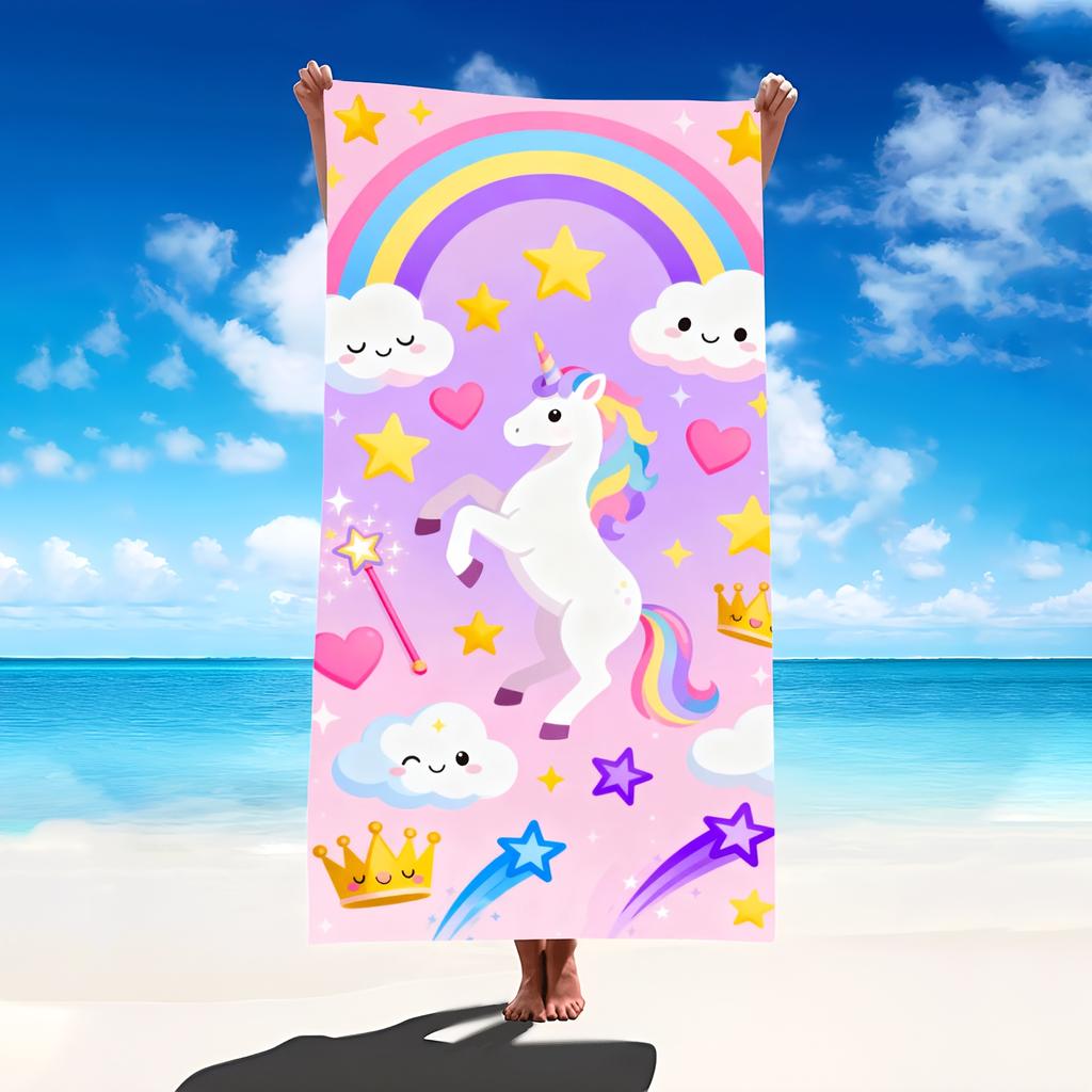 1pc Unicorn-Themed Jumbo Microfiber Beach Blanket & Bath Towel Suitable for Travel, Pool, Yoga, Camping - Rectangular Magical