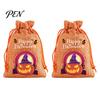Reusable Gift Packaging 2Pcs Halloween Pumpkin Drawstring Bags for Candy Treats, Retro Burlap Small Storage Candies Trick or Treat Bags, Portable