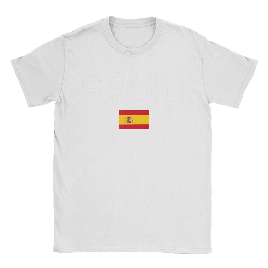 SPAIN Flag Vintage Distressed Cotton T Shirt For Men Summer Streetwear T Shirts Crewneck Fashion Tees Big Size Casual Clothes