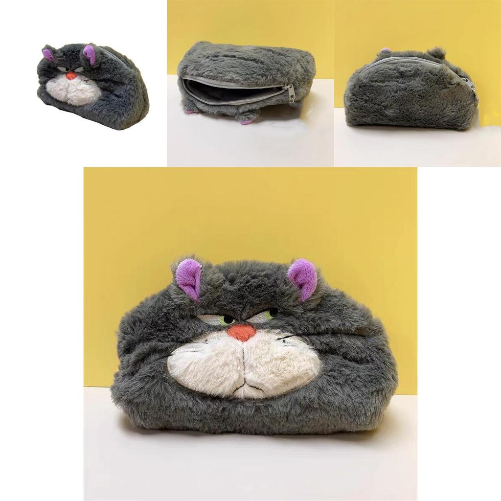 Lucifer Cat Plush Pencil Case With Large Capacity For Kids And Students