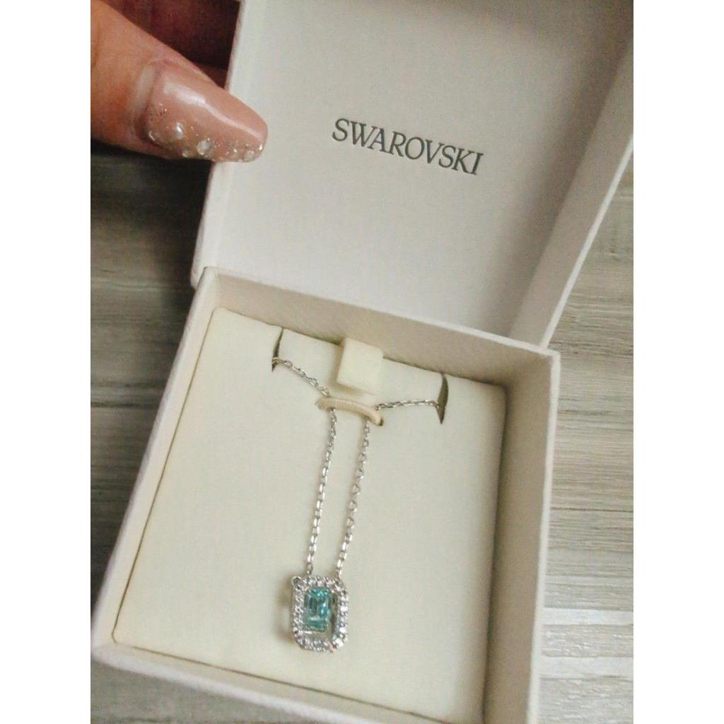 Used SWAROVSKI Swarovski necklace square blue stone