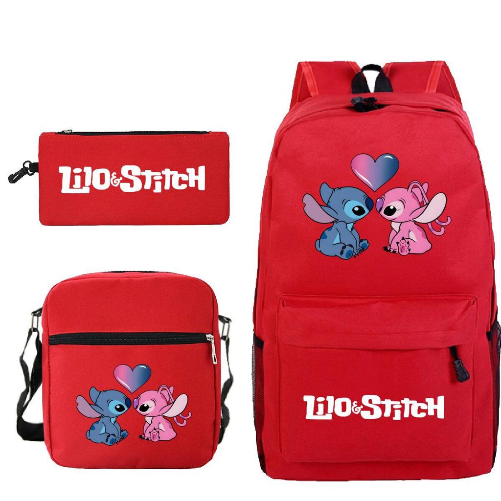 3 Piece School Backpack Set for Students Large Capacity Oxford Cloth Schoolbag with Shoulder Strap and Pencil Case