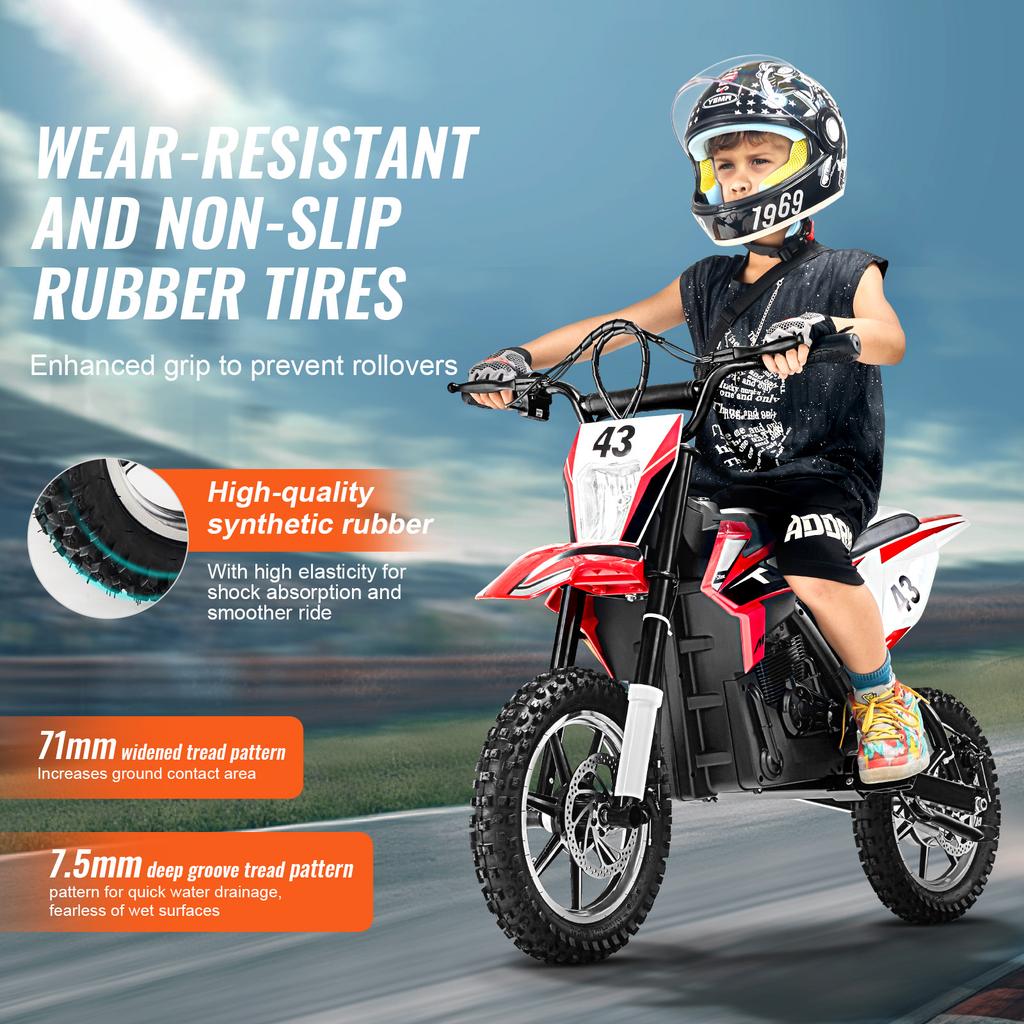 SucceBuy 36V Kids Ride On Motorcycle with Speed up to 15.5mph Treaded Tire Battery Gauge Electric Motorcycle Toys for Children