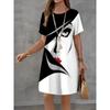 Summer Ladies 3D Printed Short Sleeve Dress Fashion Versatile Trend Breathable Casual