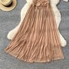 European and American fashion celebrity temperament neck dress women's clothing design irregular folds slim and thin beach dress