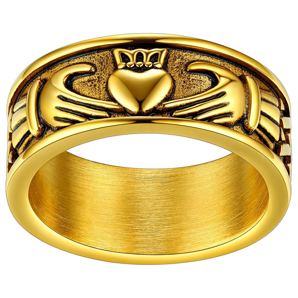 316L Stainless Steel Claddagh Rings for Lovers Retro-style Love Loyalty BFF Wedding Anniversary Irish Matching Couple Jewelry