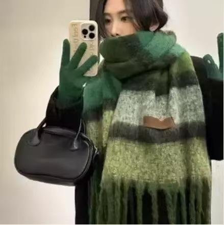 New Autumn and Winter Imitation Cashmere Scarf Women's Thickened Warm Scarf White Tassel Medium and Long Versatile Scarf Scarf Scarf