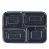 Black Disposable 4-Compartment Meal Prep Containers with Lids