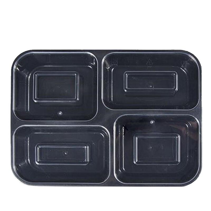 Black Disposable 4-Compartment Meal Prep Containers with Lids