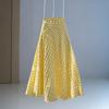 Spring Summer Skirt Dopamine Yellow Waist Plaid Design Long Skirt for Women