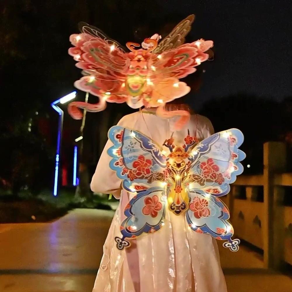 Portable Butterfly Lantern Material Kit Led Traditional Flower Lantern Handicraft Class