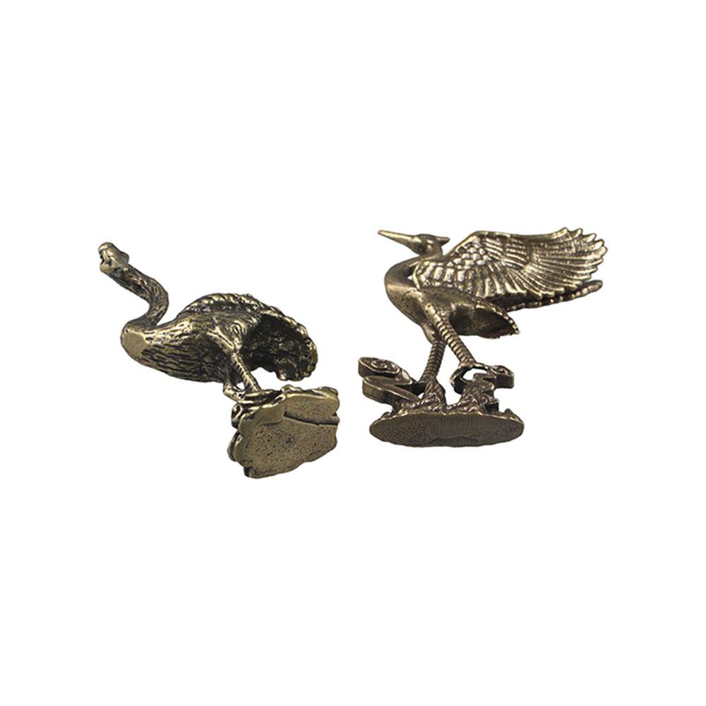 Cultural Toys Crane Figurines Pure Brass Brass Miniatures Red-crowned Crane Sculpture  Living Room
