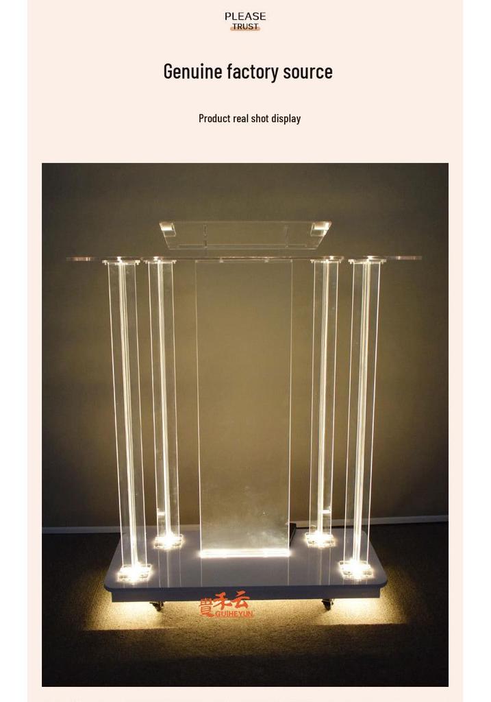 European Style Crystal Acrylic Lectern with Light - Scripture Reading and Speaking Stand