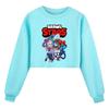 4093 Felpa Casual a Maniche Lunghe Stile Corto Stampata Brawl Stars per Bambine e Ragazze