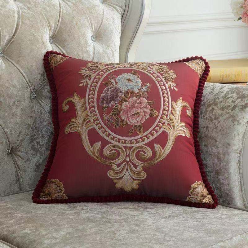 45x45cm Home Living Room Sofa Cushion Retro Embroidered Square Pillow Cover Zipper Detachable Car Lumbar Support Thicken Soft and Comfortable Mat