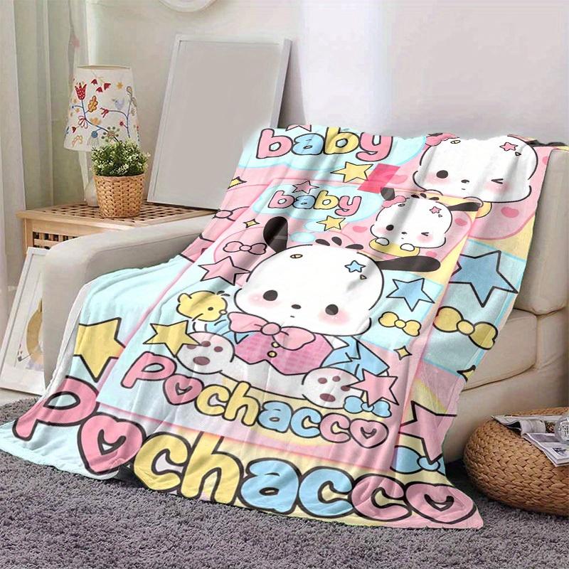 1pc, Sanrio Cute Pochacco Baby Home Decor Flannel Blanket, Perfect Gift for Bedroom, Living Room, Travel, Camping, Car, Beach, Office Nap. Ideal Sofa