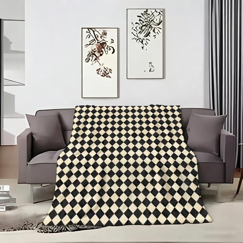 Classic motif C-Checkerboard Throw Soft Warm Throw Blanket for Bedroom Living Room Bed Travel Camping Picnic Gift