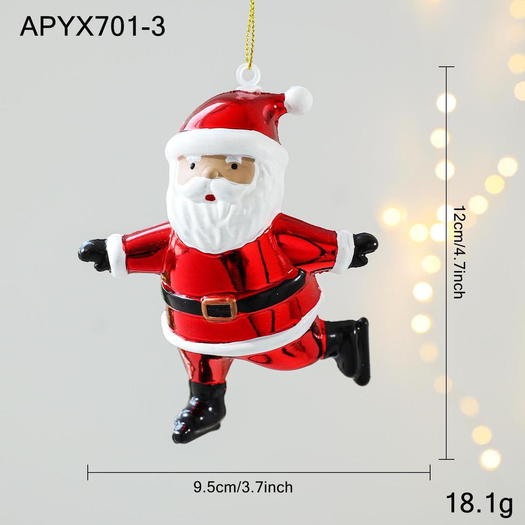 Red and White Sticky Powder Plastic Cartoon Pendant for Christmas Tree Decoration