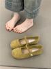 Suede Flat Mary Jane Shoes Women's Spring and Autumn Round Head One-word Belt Single Shoes Women