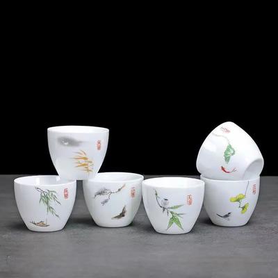Creative Egg Shaped Ceramic Tea Cup 6pcs / Set Bone China Tea Set Kung Fu Flower Tea Cup Gaiwan Glass Teapot Mugs Coffee Cups