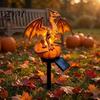 Squisita Statua Commemorativa Drago Luce Solare da Giardino, Notte di Halloween Resina Zucca Gotica Regalo Unico per Amanti Statua, Fantasia Medievale