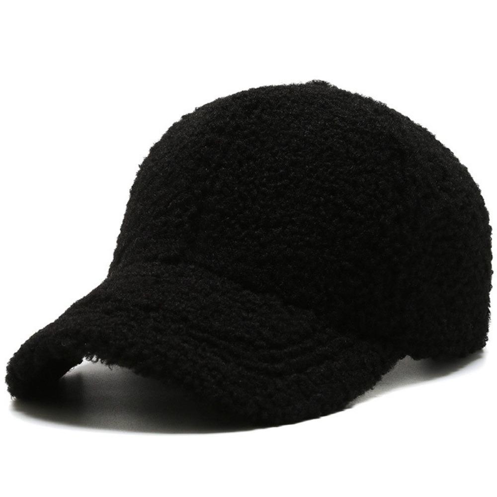 Thicken Plush Snapback Velvet Winter Peaked Cap Hip Hop Lamb Wool Baseball Cap  Men