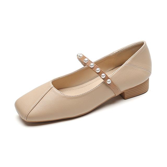 

Весенне-осенняя женская обувь на низком каблуке в корейском стиле, модный дизайн с жемчугом, одежда для карьеры и вечеринки, женская повседневная обувь Мэри Джейн 42